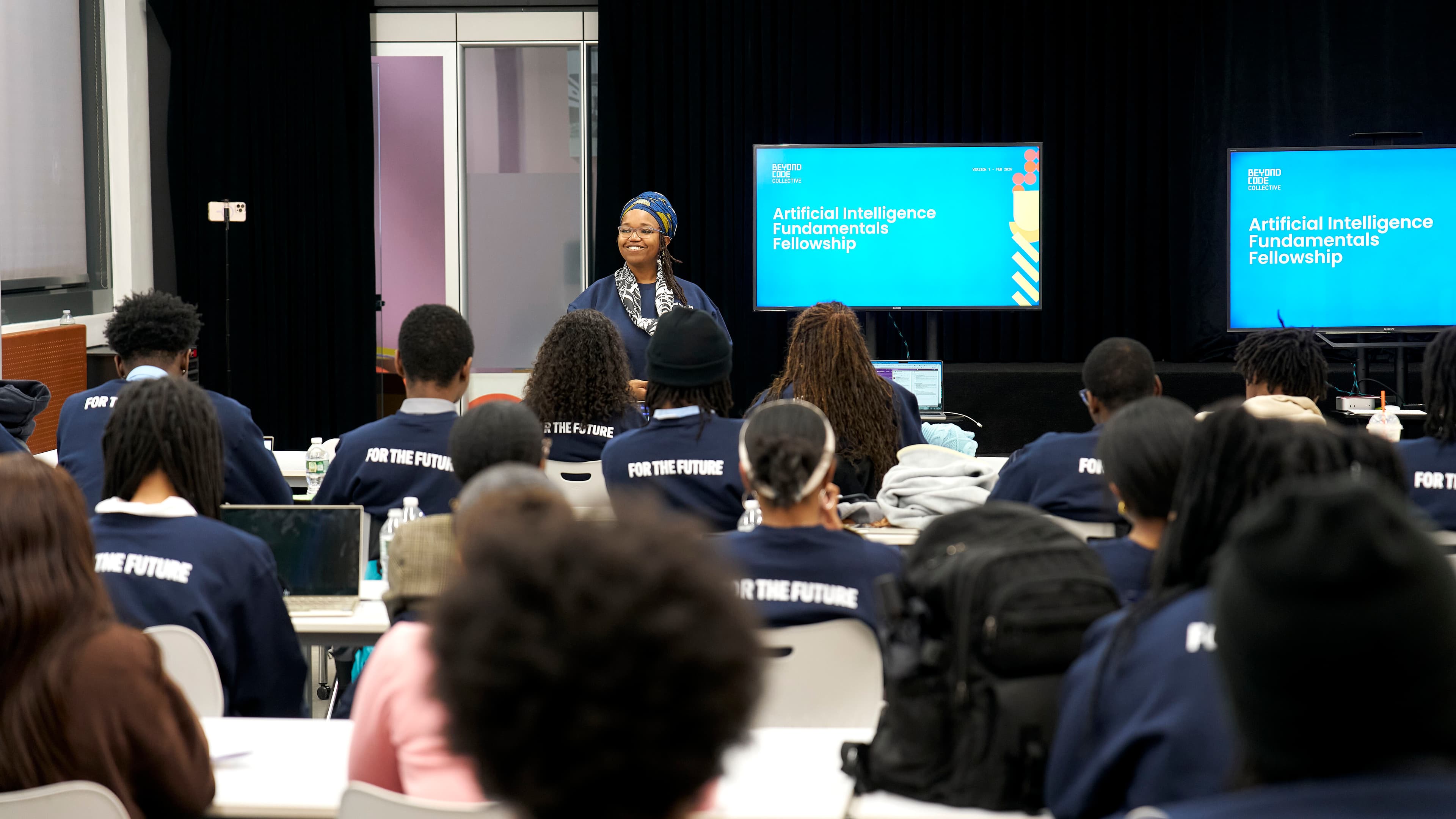 People collaborating on tech project