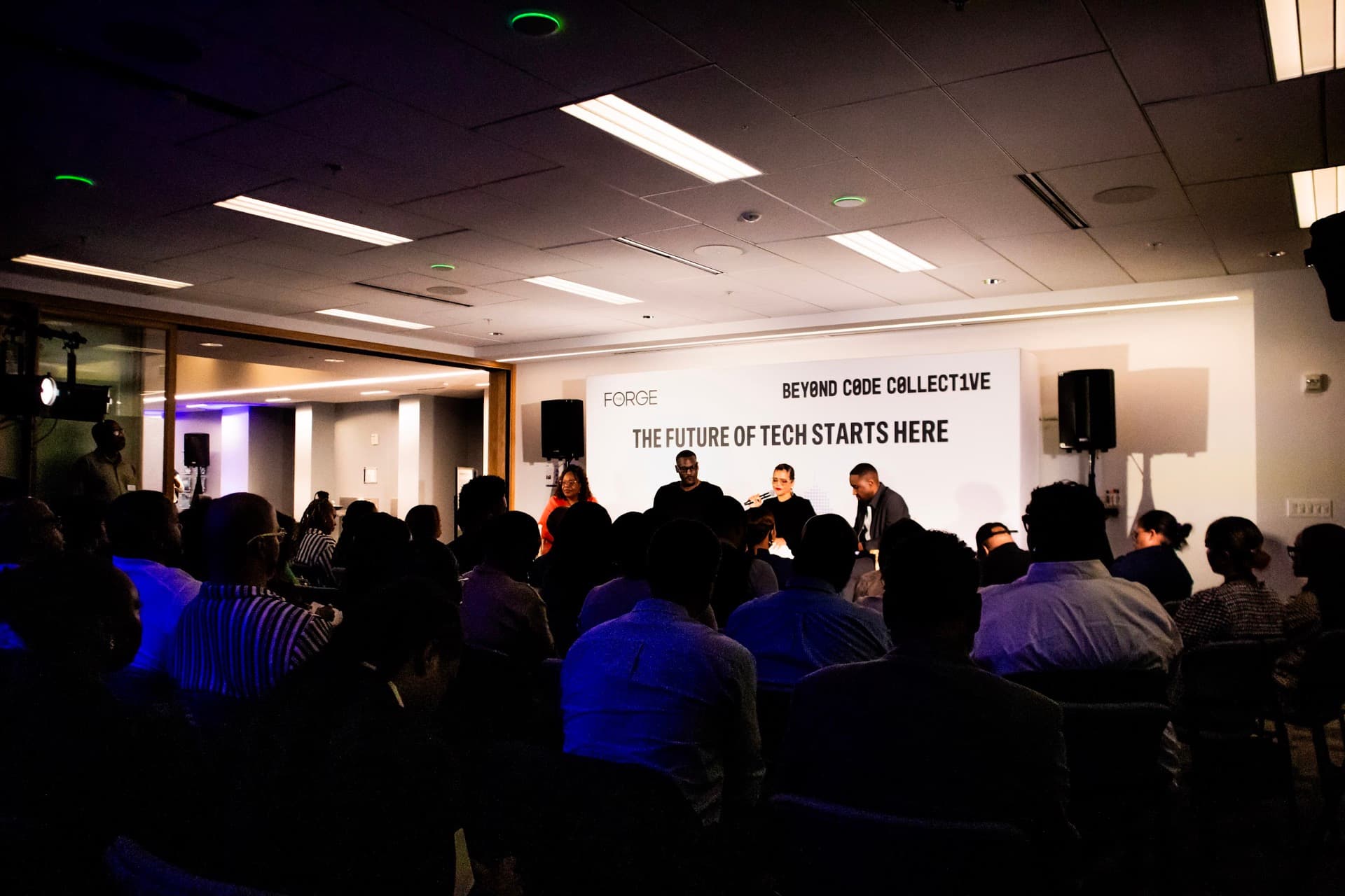 The Forge opening event — panel discussion with audience