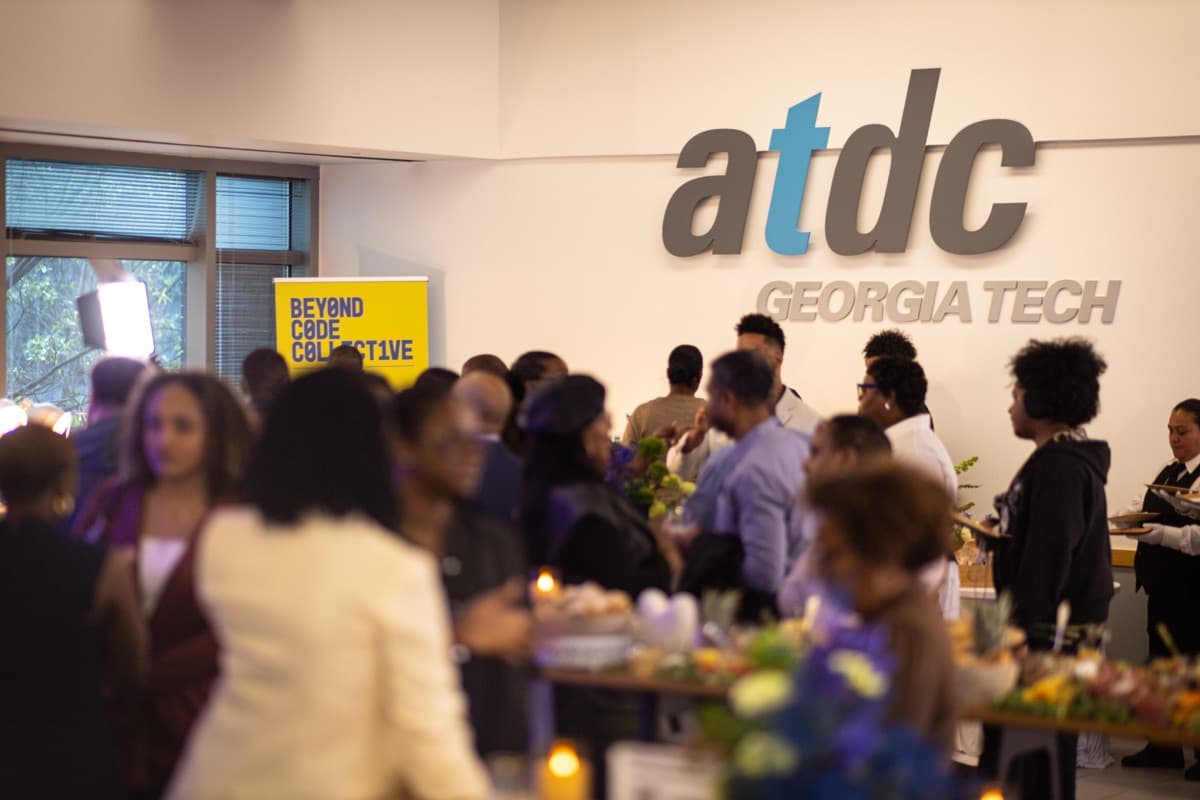 Attendees networking at Georgia Tech ATDC