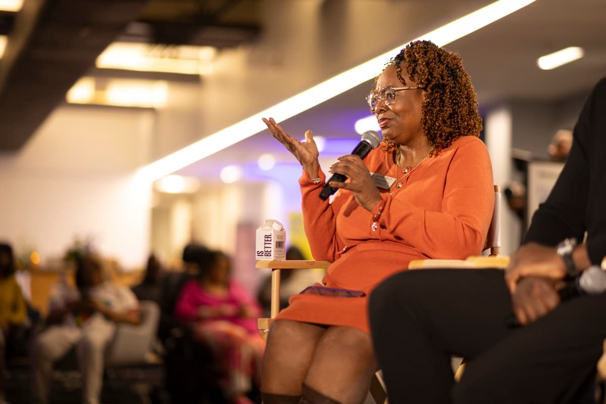 Panelist speaking at The Forge opening