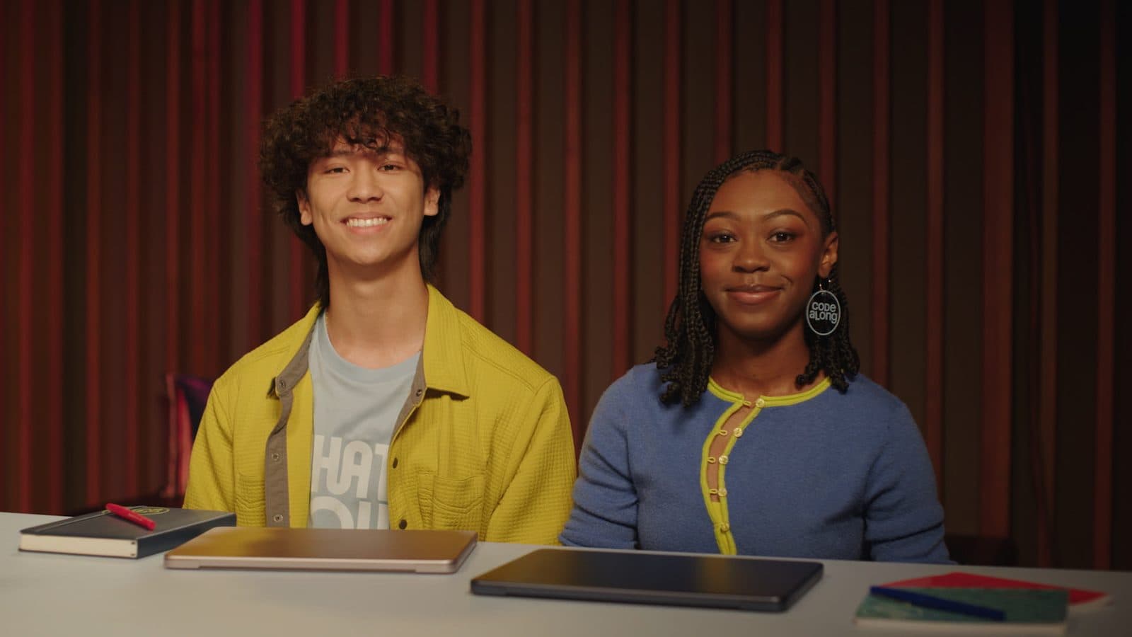 Code Along hosts on set