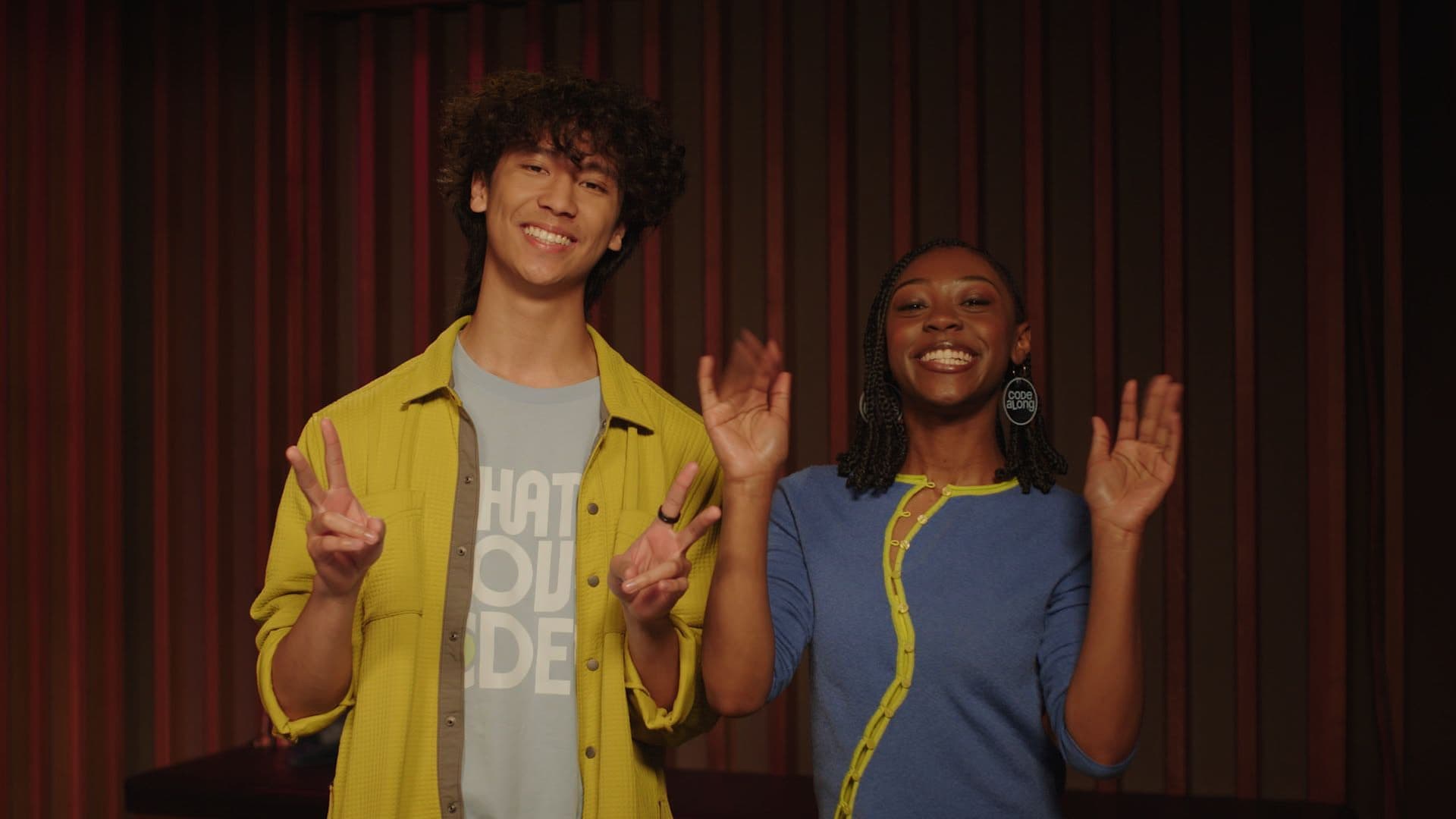 Destiney Williams and Daniel Ray on the Code Along set