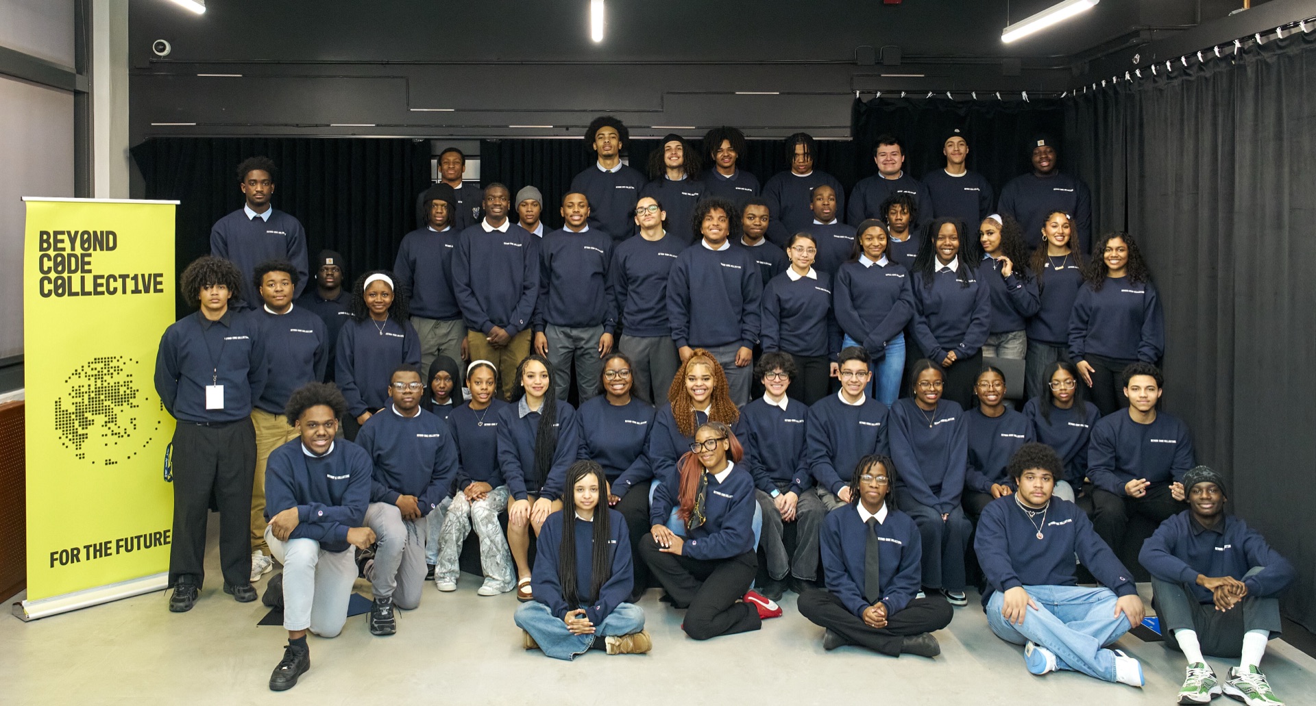 A Beyond Code Collective cohort together in the studio